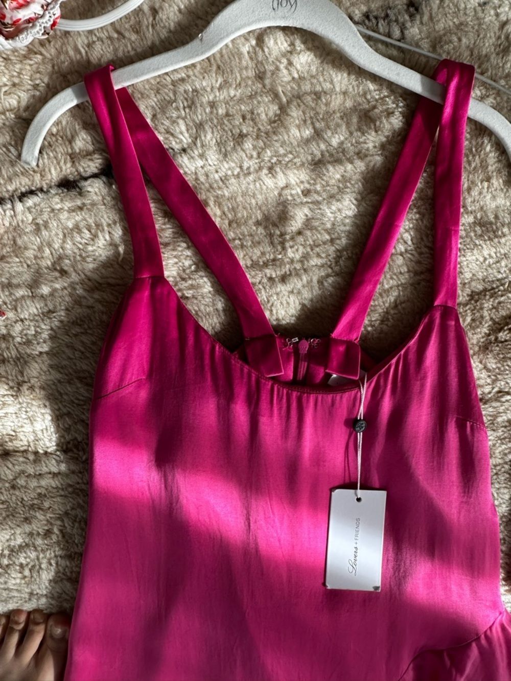 Lovers + Friends Hot Pink Satin Slip Mini Dress Women's S | NWT Party Dress - Picture 9 of 16